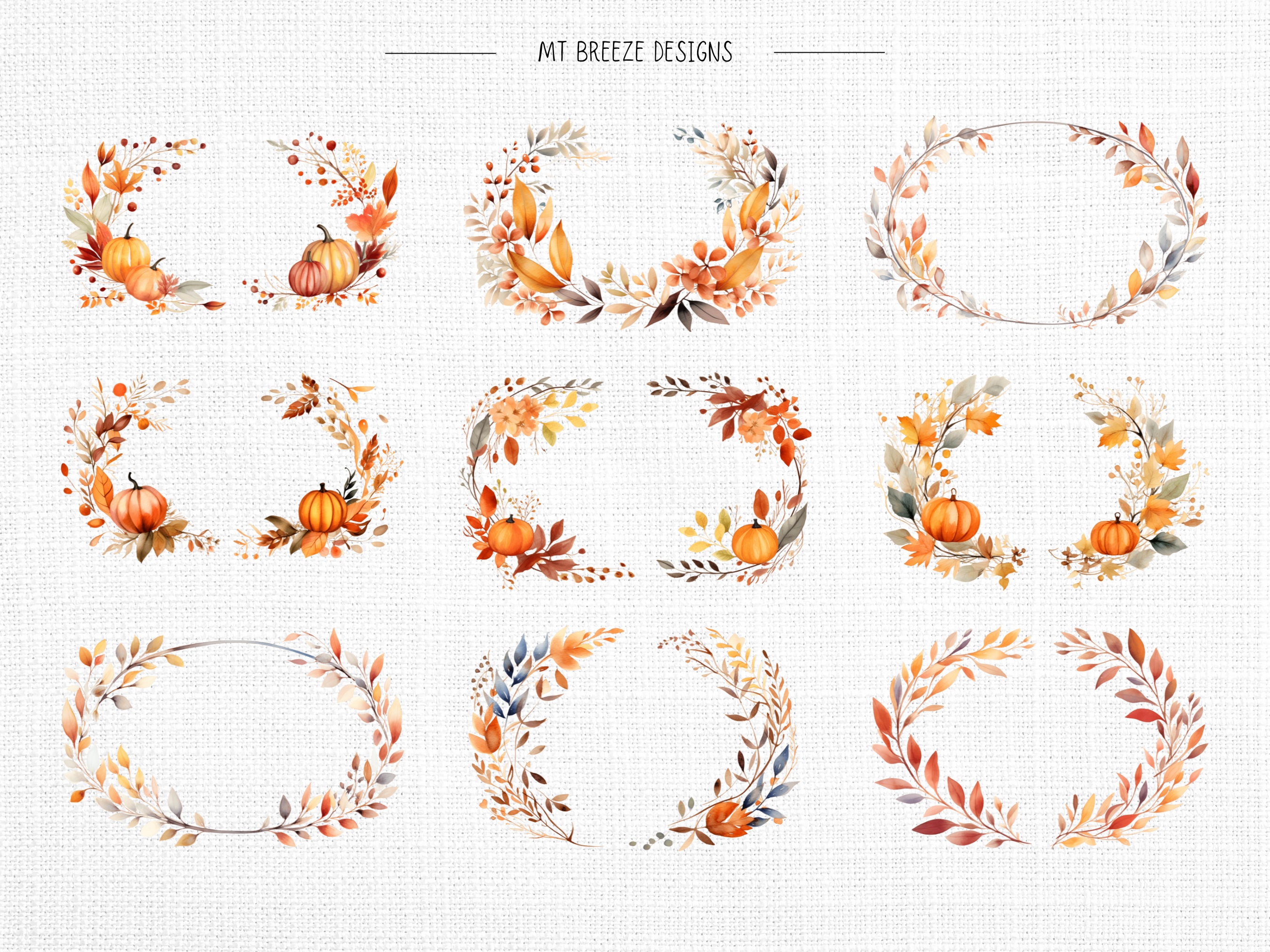 Fall Frames Watercolor Clipart Set, High Resolution Thanksgiving Turkey ...