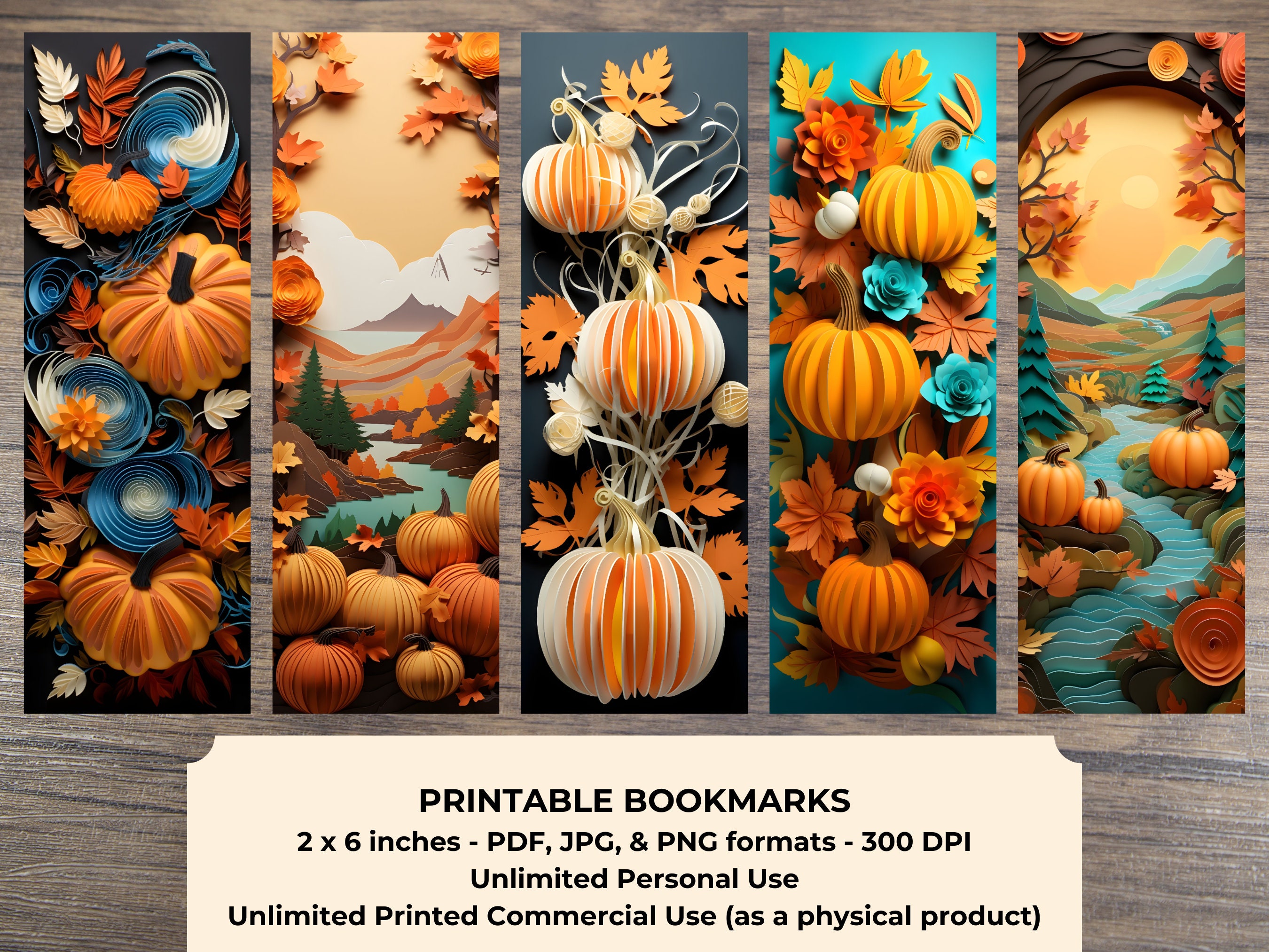 3D Pumpkin PRINTABLE Bookmarks High Resolution Digital - Etsy