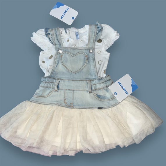 Mayoral 2 Piece Tulle Denim Dress - Etsy