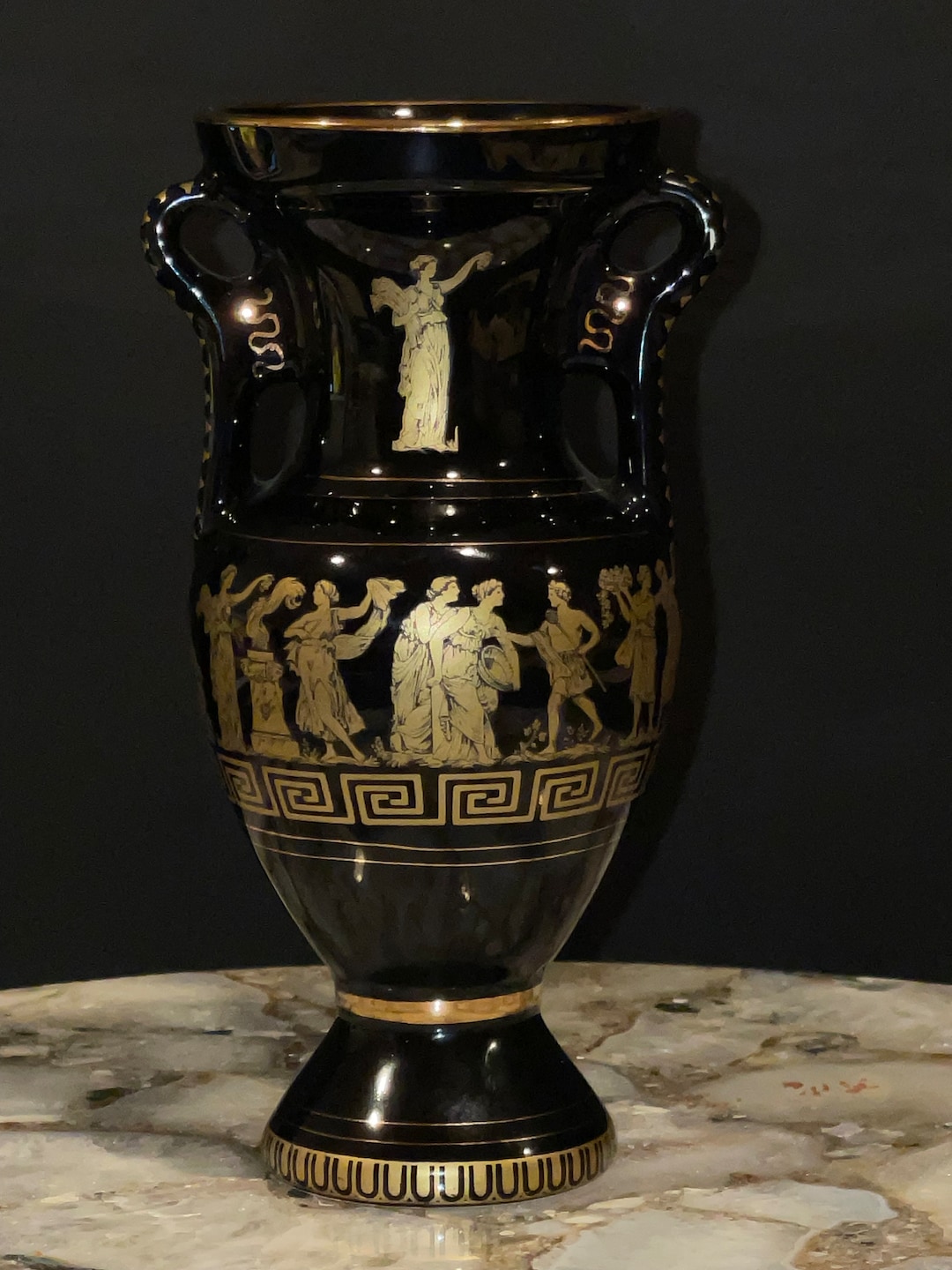 Vintage Vase Made in Greece 24 Karat Gold 7.5 Etsy