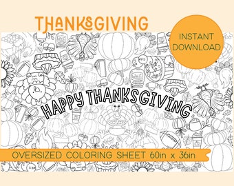 Giant Thanksgiving Coloring Sheet | Coloring Table Cloth | Fall/Autumn Coloring Sheet