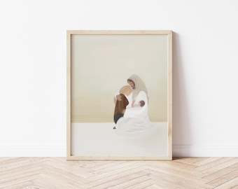 In His Hands, Jesus Christ and Child Art Print, Religious Faith Christian Catholic Nursery Child Memorial Gift Wall Miscarriage Infant Loss
