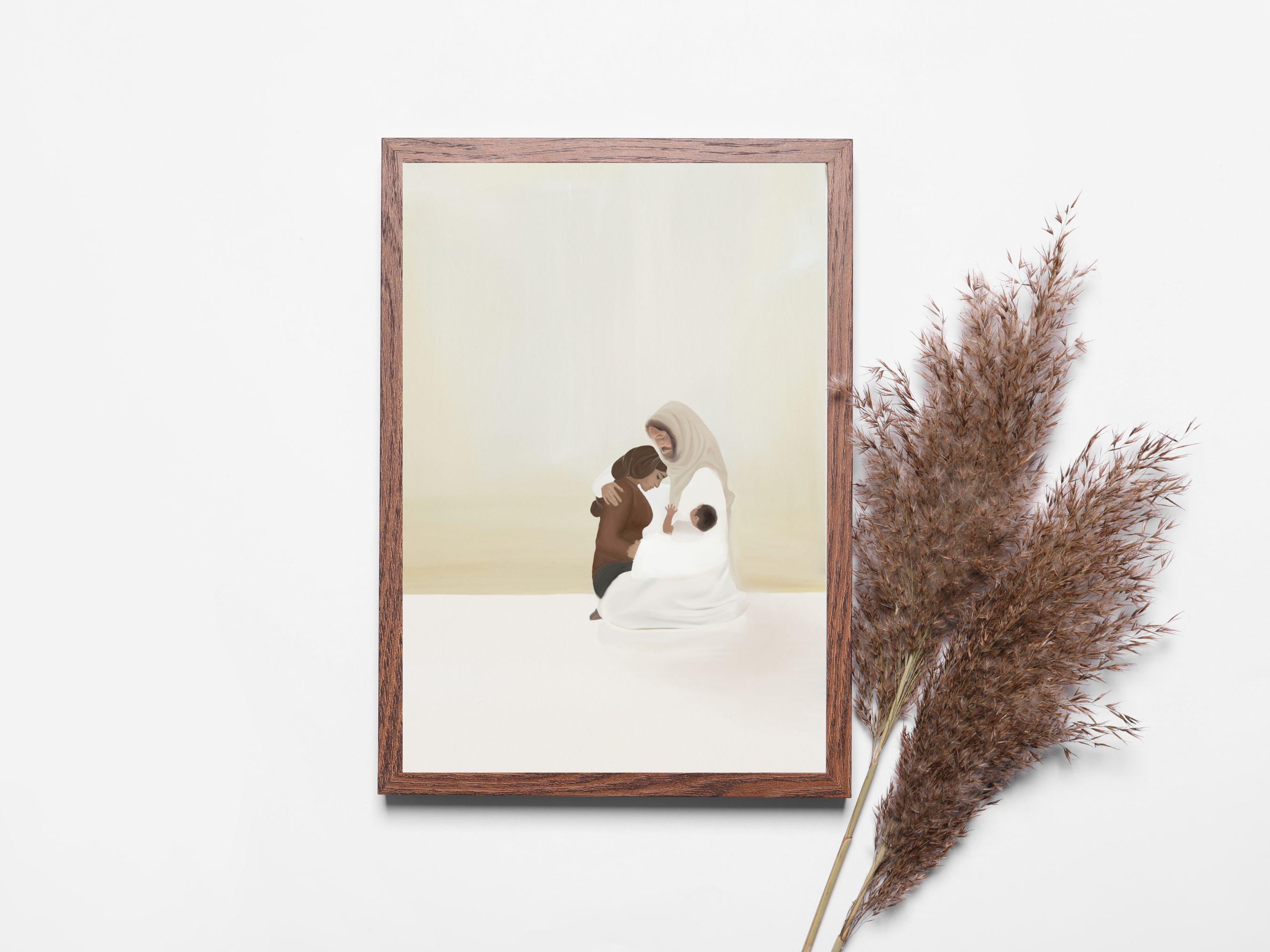 In His Hands | Jesus Painting | Miscarriage | Miscarriage Gift | Jesus Baby Mom | Jesus holding Baby | Baby Loss | Child Loss |