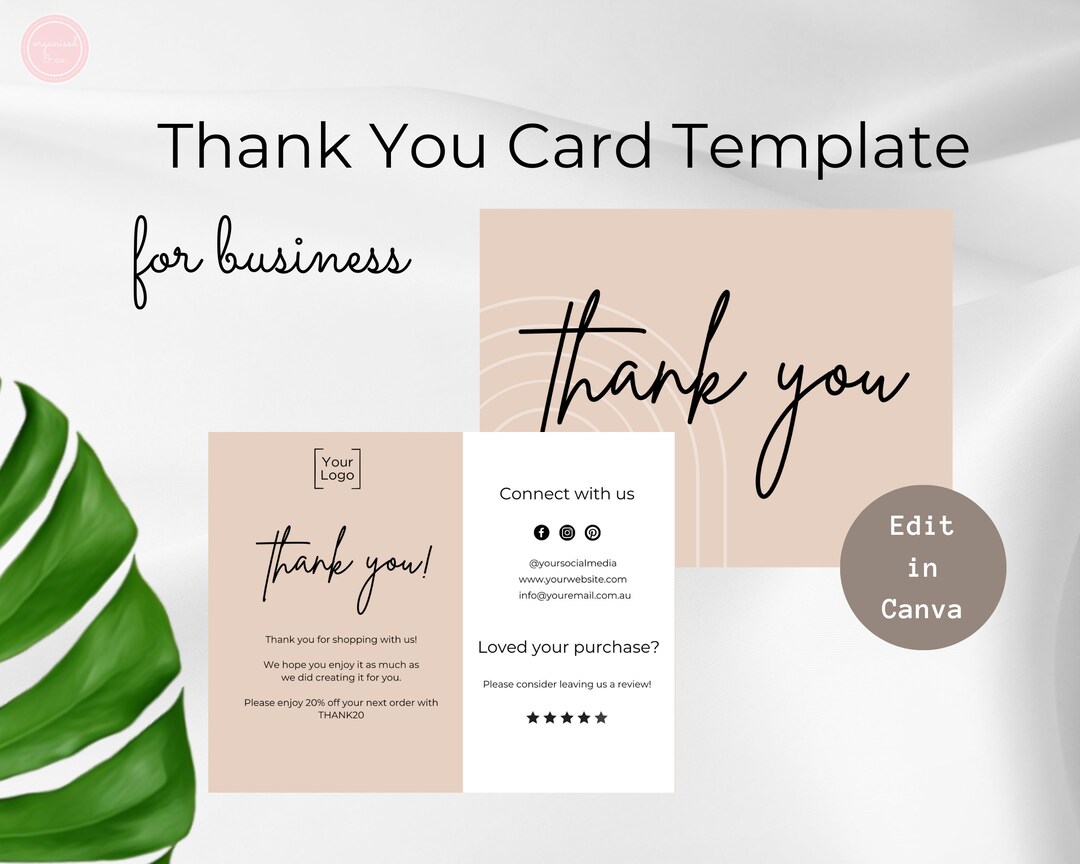 Thank You Card for Small Business, Editable Canva Template, Etsy ...