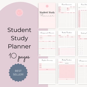 Student Study Planner, Study Planner, College Student Planner, School Planner, Student Printable Planner, Exam Tracker, Assignment Tracker