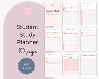 Student Study Planner, Study Planner, College Student Planner, School Planner, Student Printable Planner, Exam Tracker, Assignment Tracker