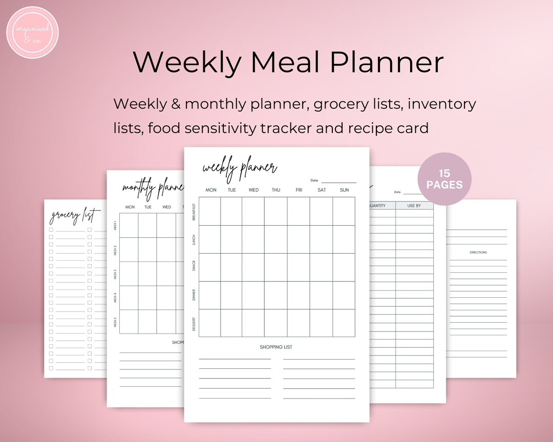 Meal Planner Printable, Weekly Food Diary, Meal Tracker Template, Daily ...