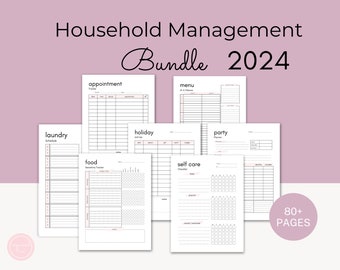 Household Management Planner, Home Management Printable Planner, Household Binder, Household Budget Planner, Home Organization Planner 2024