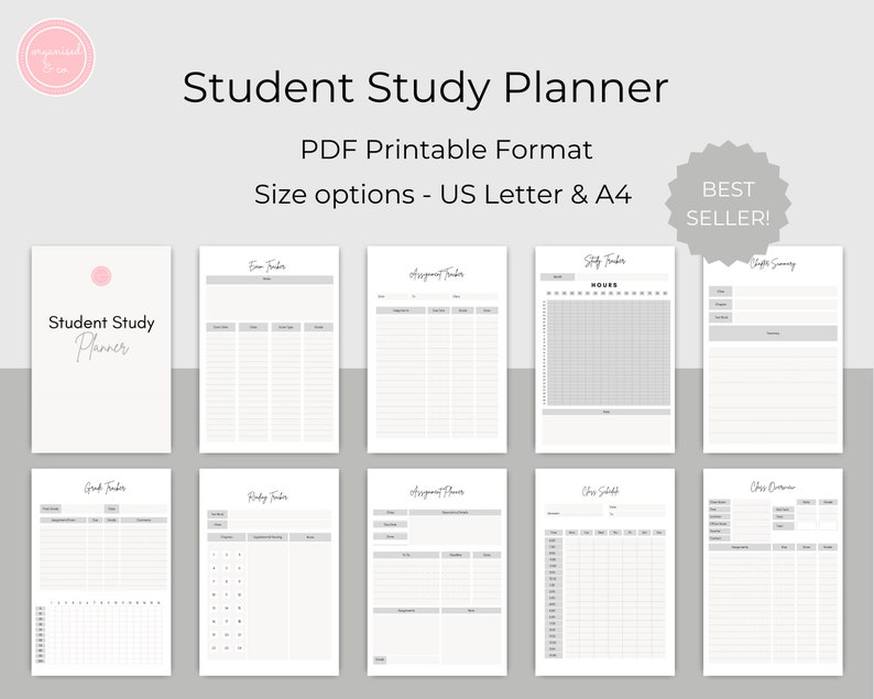 Student Study Planner, Study Planner, College Student Planner, School ...