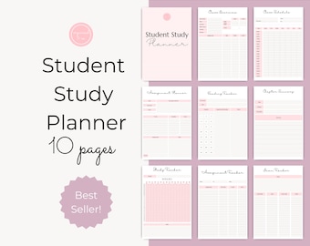 Student Study Planner, Study Planner, College Student Planner, School Planner, Student Printable Planner, Exam Tracker, Assignment Tracker