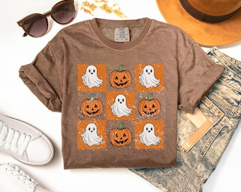 Halloween Party Shirt, Halloween Comfort Colors Shirt, Trendy Halloween Shirt for Women, Ghost and Pumpkin Halloween, Spooky Season Shirt,