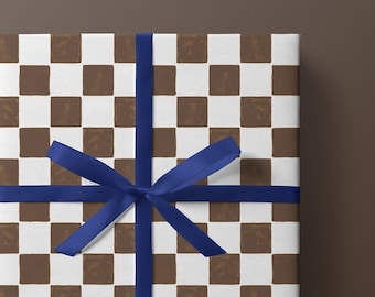 Bruin geruit inpakpapier Geruit patroon Cadeaupapier Chocolade inpakpapier Trendy inpakpapier Leuk kerstcadeau Modern