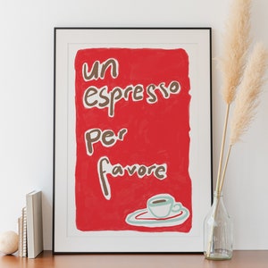 Espresso Print Espresso Poster Un Espresso Per Favore Coffee Cart Accessories Italian Art Print Maximalist Eclectic Funky Wall Kitchen Decor