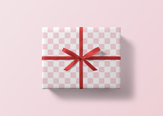 Pink Checkered Wrapping Paper Checker Pattern Gift Wrap Girly Wrapping Paper for Bridal Shower Cute Baby Shower Gift Wrap for Girls Trendy