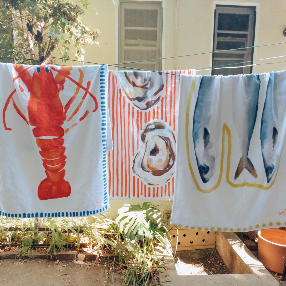 Beach Towel Set of 3 Oyster Sardine Lobster Towel Mediterranean Summer Coastal Aesthetic Foodie Gift Nautical Lakehouse Bachelorette Favor - Etsy