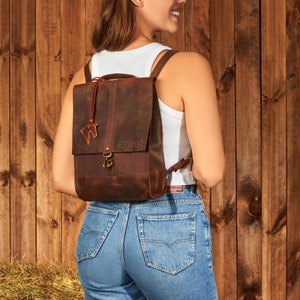Wax Canvas Backpack For Women, Canvas Rucksack For Her, Laptop Backpack For Women, Waxed Canvas Travel Backpack, Satchel Bag Gift image 8