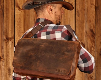 Canvas Messenger Bag, Waxed Canvas Satchel Bag, Mens Laptop Bag, Laptop Shoulder Bag