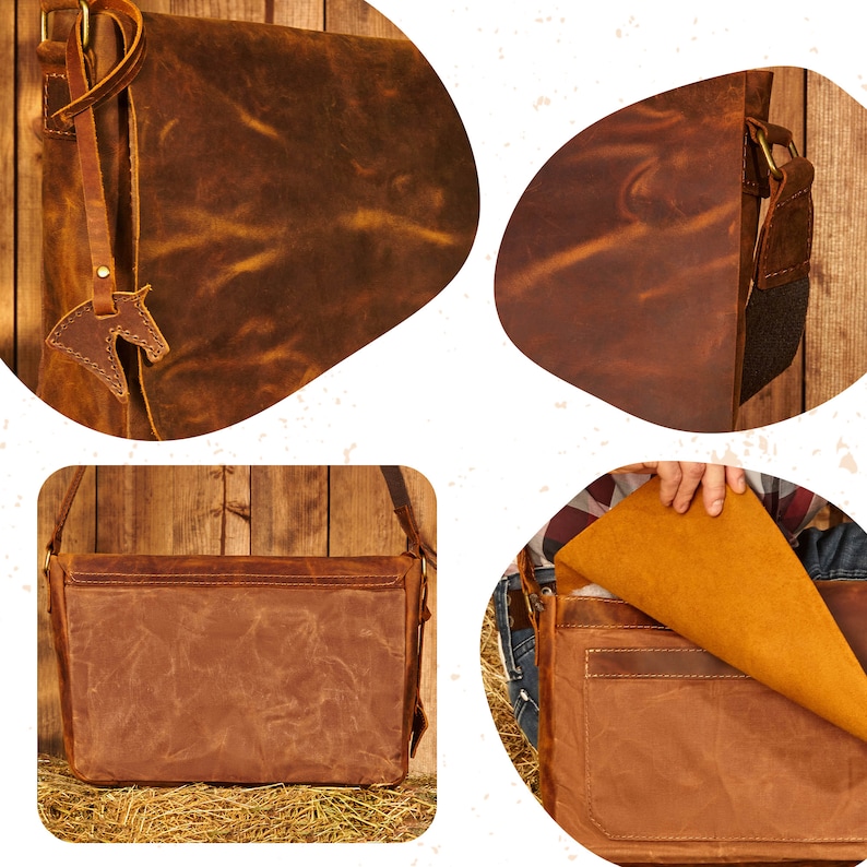 Waxed Canvas Messenger Bag, Mens Laptop Bag, Canvas Satchel Bag, Laptop Shoulder Bag image 10