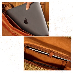 Waxed Canvas Messenger Bag, Mens Laptop Bag, Canvas Satchel Bag, Laptop Shoulder Bag image 5