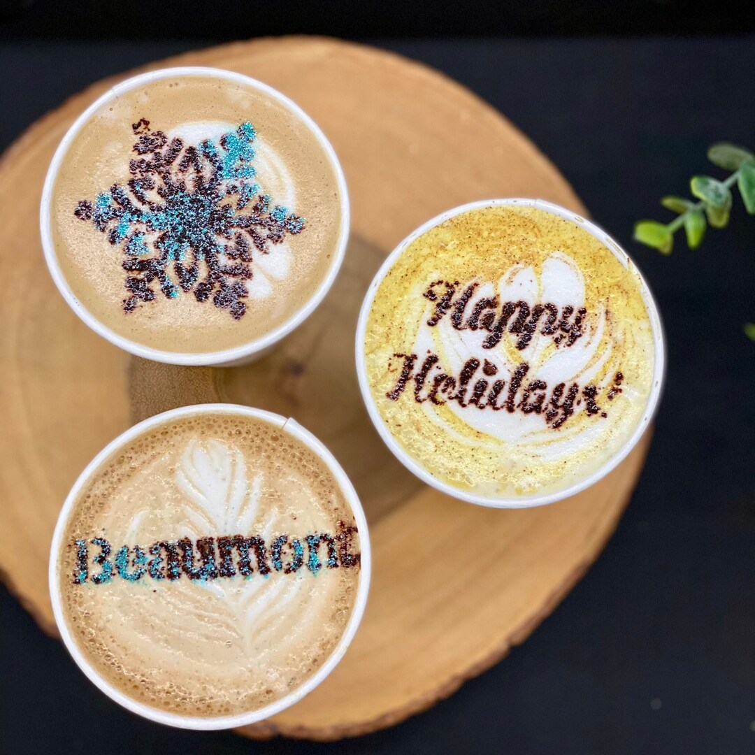 Three 3 Personalized Latte Stencil Custom Coffee Stencil Etsy