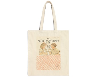 Cotton Canvas Tote Bag | Magazine Design Tote | Stylish Tote Bag | NewYorker Inspired | Trendy Tote Bag | Coquette Bag | Aesthetic Tote Bag