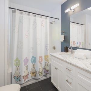 Cortinas de ducha Miffy / Miffy / Baño infantil / Baño infantil / Baño divertido / Miffy kawaii / Cortina de ducha linda / Cortina de ducha colorida imagen 3