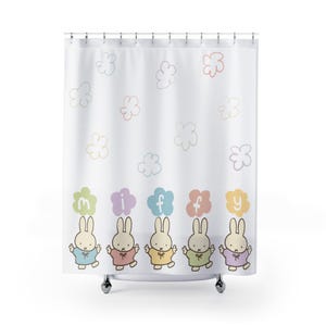 Cortinas de ducha Miffy / Miffy / Baño infantil / Baño infantil / Baño divertido / Miffy kawaii / Cortina de ducha linda / Cortina de ducha colorida imagen 2