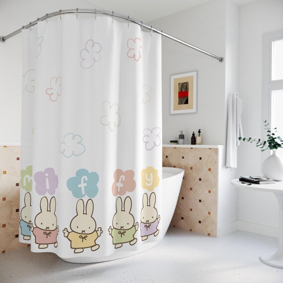 Miffy Shower Curtains | Miffy | Kids Bathroom | Kids Bath | Fun Bath Time | Kawaii Miffy | Cute Shower Curtain | Colourful Shower Curtain
