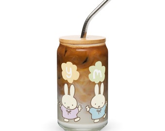 Miffy Inspired Can-shaped glass | Miffy Fan | Aesthetic Glass | Trendy Cup | Coquette Design | Cute Gift Ideas