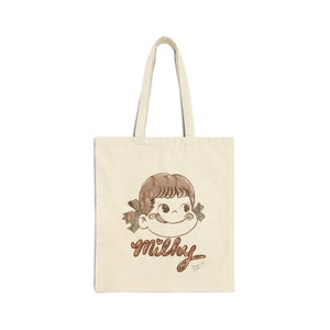 Kawaii Cotton Canvas Tote Bag | Peko Chan Inspired Design | Stylish Tote Bag | Trendy Tote Bag | Summer Bag | Boho Chic | Coquette Tote Bag