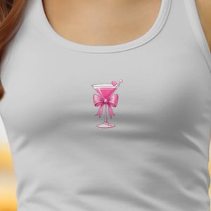 Pink Martini Tank Tops, Cocktail Lover Design, Girly Drink, Bachelorette Party Gift, Summer Style Apparel
