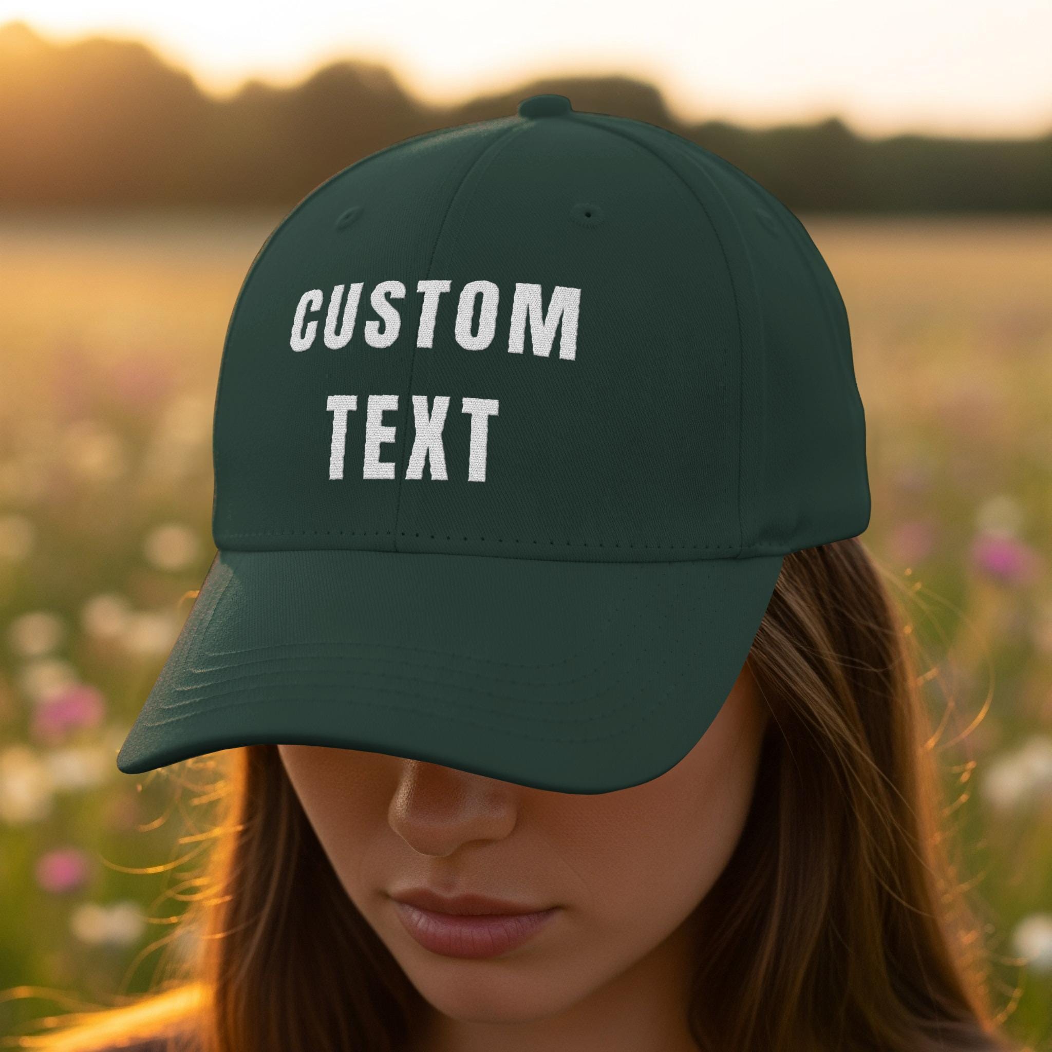 AMERI MESSAGE PRINT TEEとEMBROIDERY CAP Personalized Embroidered Unisex Cap With Your Text for
