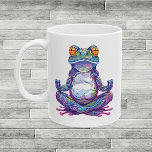 Colorful Psychedelic Frog Ceramic Mug, Unique Coffee Cup, Art-Inspired Drinkware, Vibrant Gift for Art Lovers, Stylish Kitchen Decor