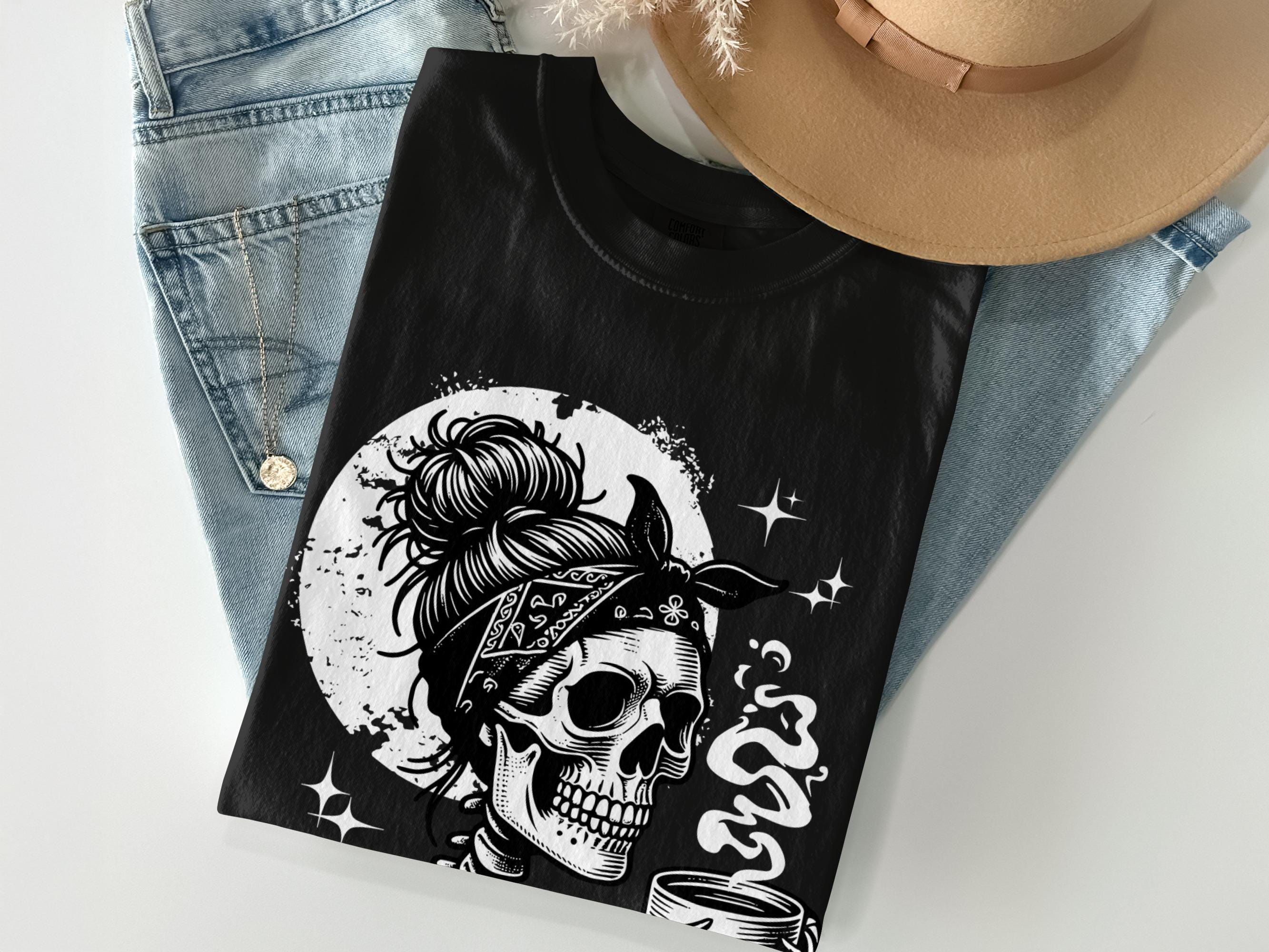 Messy Bun Skeleton Coffee T Shirt,coffee Lover Gift,funny