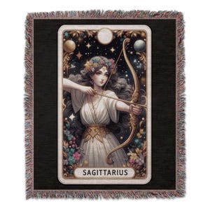 Sagittarius Zodiac Blankets, Astrology Art, Star Sign Woven Throw Blankets, Celestial Gifts, Horoscope Lovers, Cozy Blankets