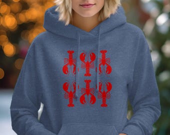 Lobster Design T-Shirt, Seafood Lover Hoodie, Funny Graphic Tee, Unique Lobster Pattern Wear, Trendy Shirt, Ocean Themed Fisherman Apparel