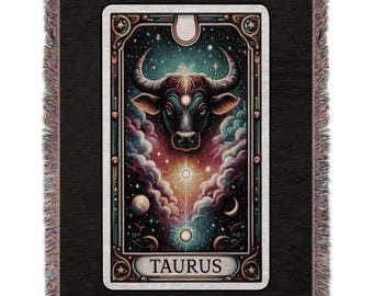 Taurus Zodiac Blanket, Astrology Art Blankets, Cosmic Bull Gifts, Celestial Bedding, Star Sign Decor, Horoscope Throw, Taurus Constellation