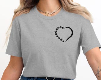 Cute Paw Print Heart T-Shirt or Sweatshirt, Dog Lover Gift, Pet Owner Tee, Animal Rescue Shirt, Graphic Unisex Tee, Animal Enthusiast Top