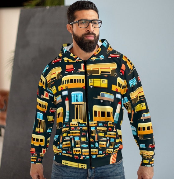 School Bus, Bus Drivers, All Over Print, Unisex Zip Hoodie, Sweatshirt, Men, Women, Gift, Holiday, Christmas, Teacher, Bus Gift