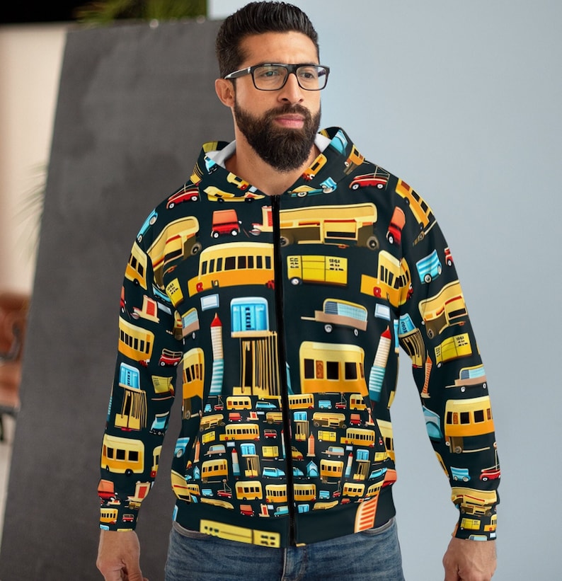 School Bus All Over Print Zip Hoodie image 1
