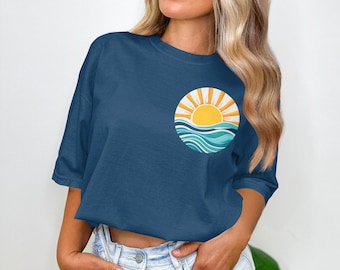 Sunshine Waves Comfort Colors T-Shirt,Summer Vibe Sweatshirt,Sea Lover Gift,Beachy Apparel,Vacation Outfit,Sunrise Graphic Tee