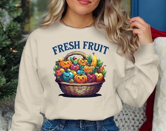 Fresh Fruit T-Shirt, Cute Fruit Basket Sweatshirt, Wholesome Fruit TShirt, Vegetarian Tee, Choice of Comfort Colors, Gildan