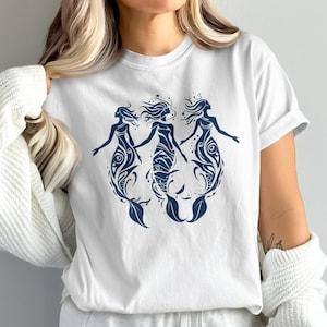 Three Mermaids T-Shirt, Mythical Ladies Sweatshirt, Nautical Design, Mermaid Art, Ocean Lover Gift, Siren Apparel, Etsy SEO