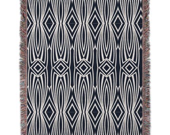 Personalized Woven Blankets, Custom Pattern Blanket, Modern Design Throw, Geometric Blanket, Cozy Home Decor, Gifts For Family