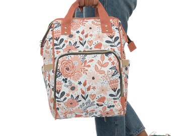 Floral Diaper Bag Backpack Gift for Mom, Diaper Backpack for Baby Boy and Girl, Baby Shower Gift, New Mom Gift, Newborn Gift Bag