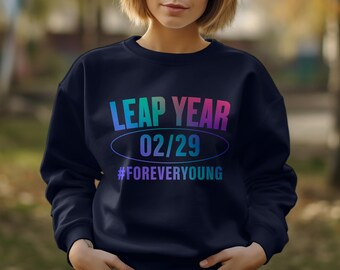 Leap Year February 29 "Forever Young" T-Shirt, Unique Birthday Gift, Unisex Graphic Tee, Special Date Celebration Shirt, Black Gift