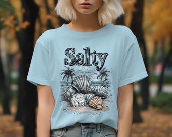 Salty Beachy Shells Graphic Tee, Summer Vacation Shirt