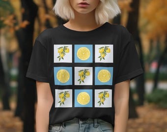 Lemon Graphic T-Shirt, Citrus Fruit Design Tee, Summer Lemon Print Shirt, Unisex T-Shirt, Casual Lemon Pattern Top, T-shirt or Sweatshirt