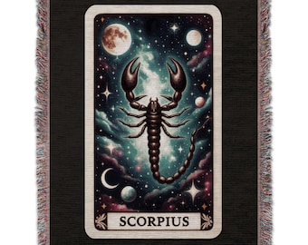Scorpius Zodiac Blankets, Celestial Art, Astrology Gift, Star Sign Woven Throw Blankets, Horoscope Blankets, Constellation Blanket