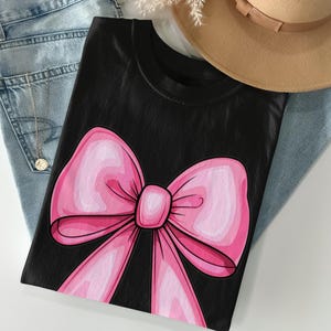 Pink Bow T-Shirt, Sweatshirt, Cute Bow Design, Girly Apparel, Gift for Her, Ribbon Bow Shirt, Elegant Bow Tee, Fashionable Bow Top
